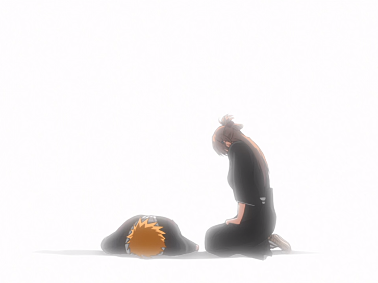tearfully,timekeeping orihime inoue tearfully thanks ichigo for surviving his battle