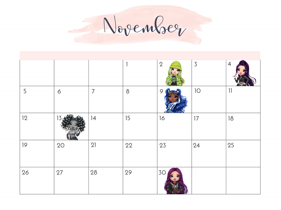 Birthday Calendar November Fandom