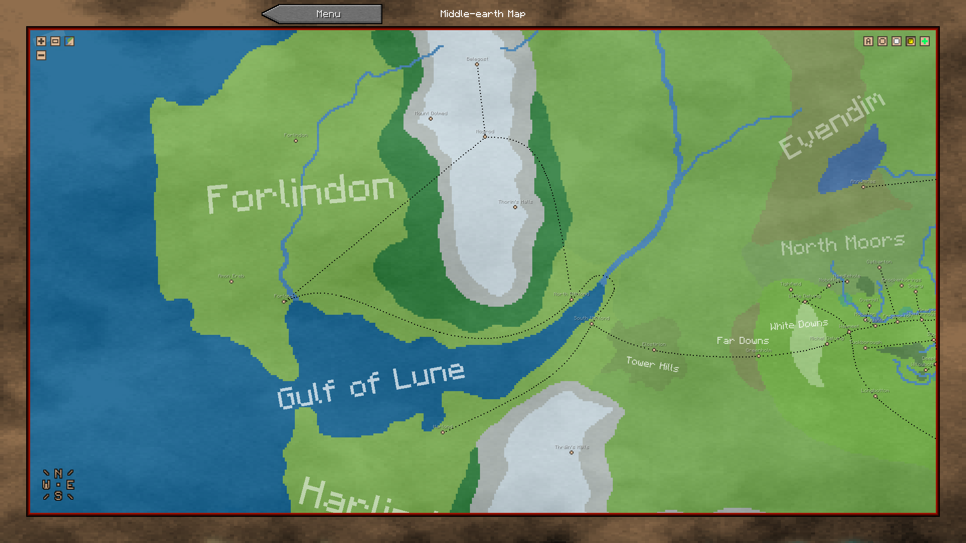 travels south-west to  forlond and the other loops southwards