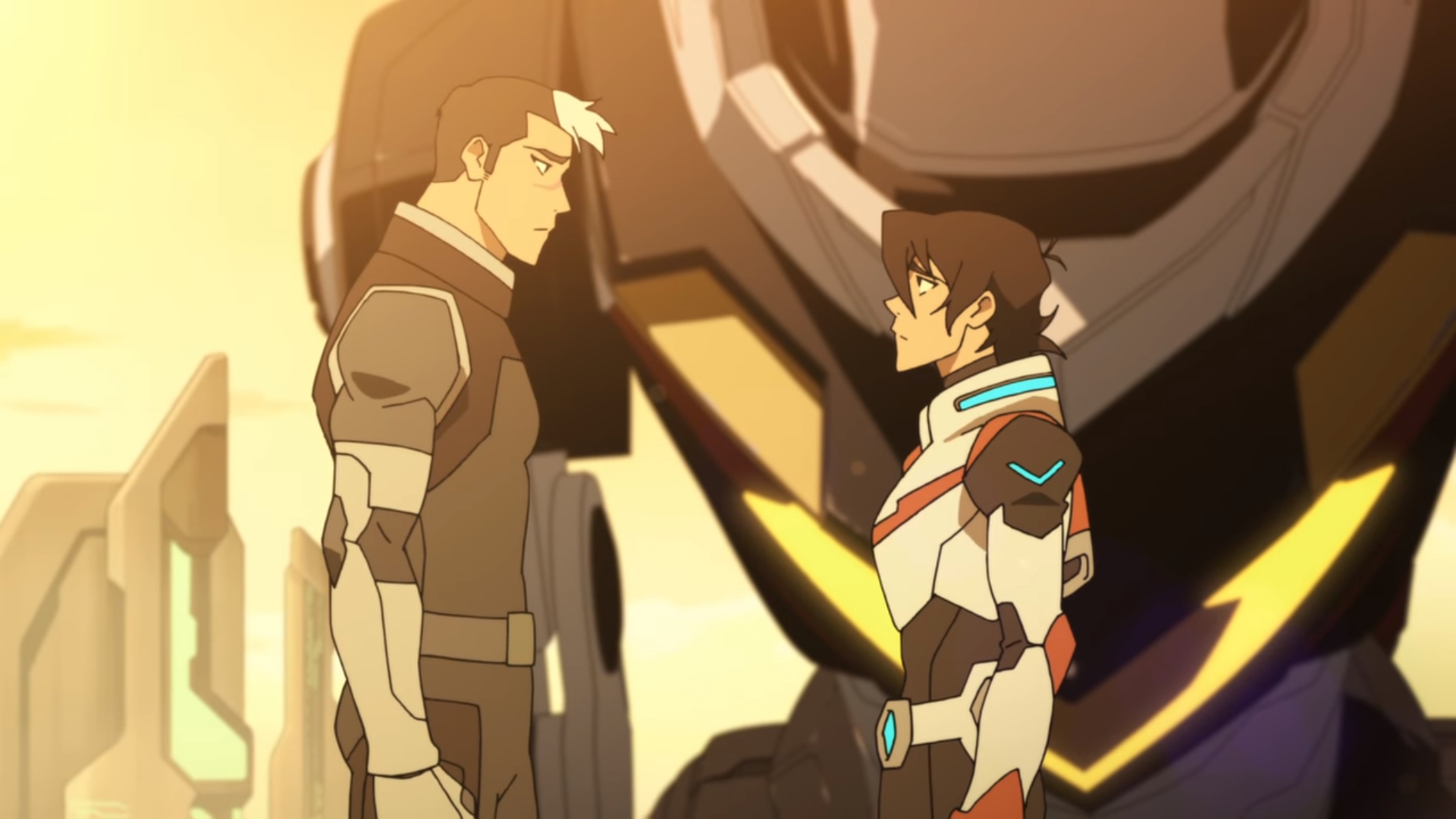 shiro and keith talking, while overlooking their classic sunset