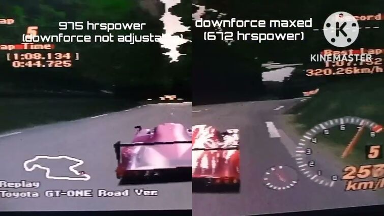 toyota gt1 road car vs toyota gt1 race car 98' (trial mountain in gt2)