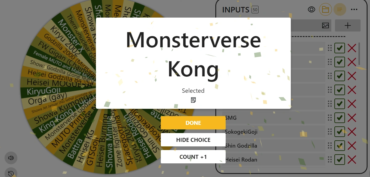 Spin the wheel kaiju fight Fandom
