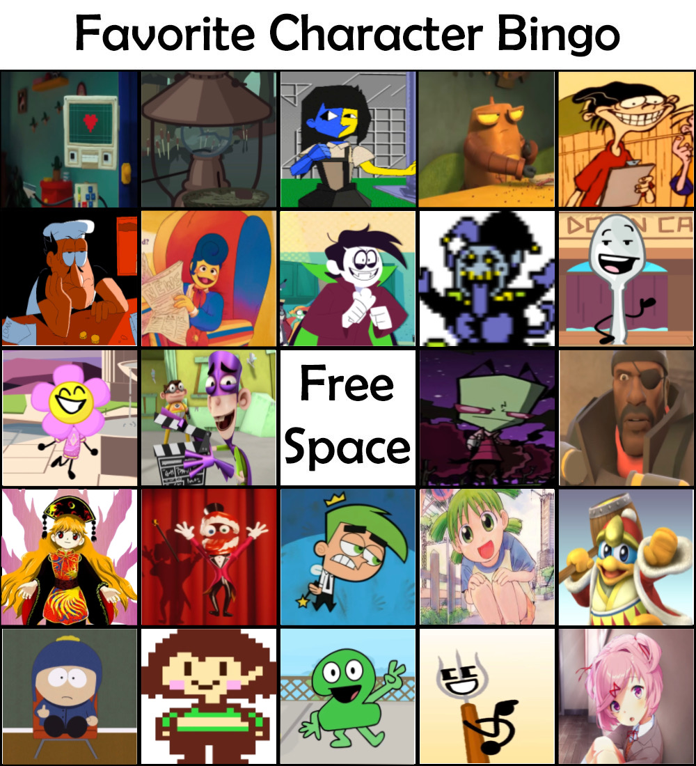 Favorite Character Bingo Fandom 