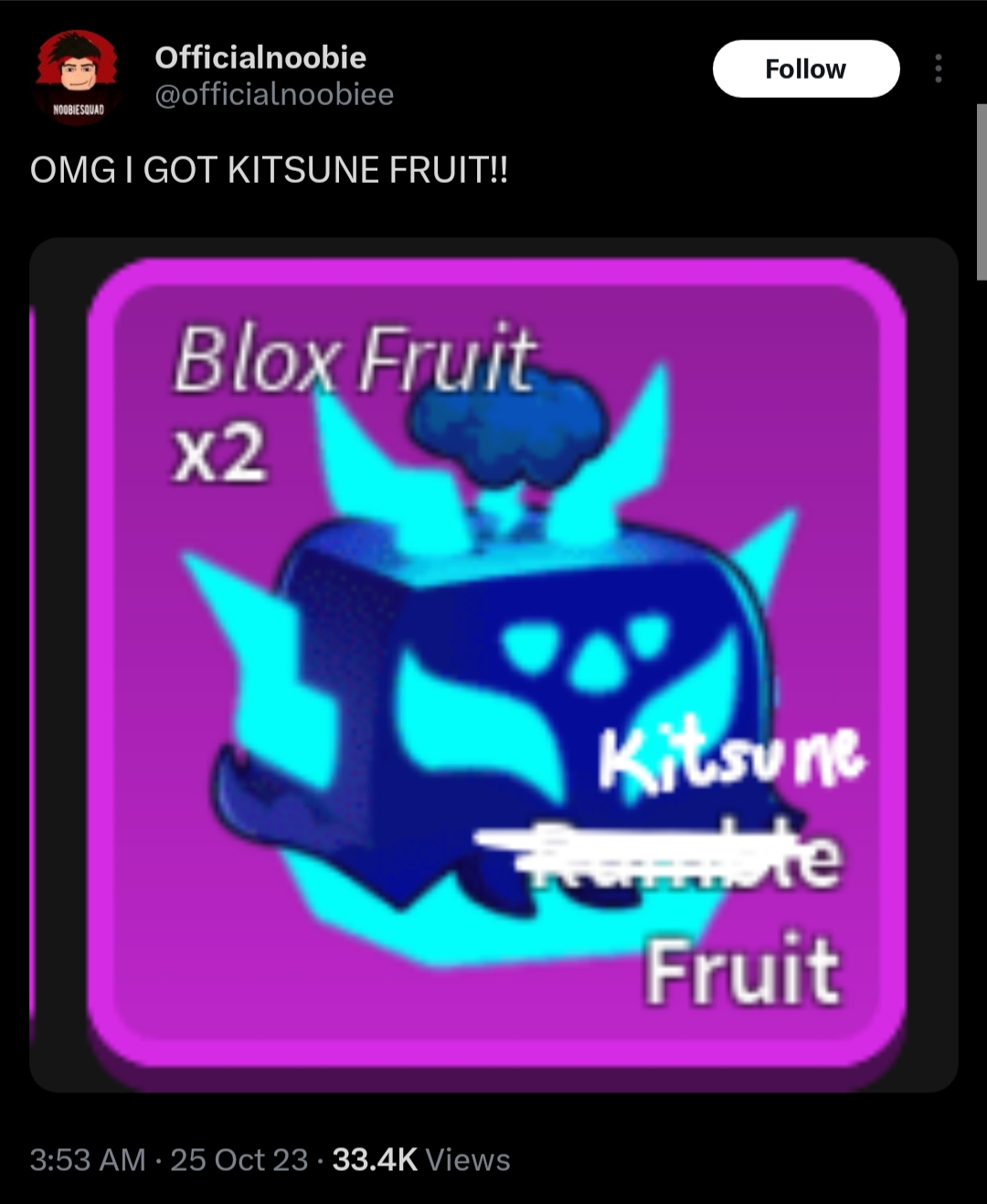 is kitsune fruit in game yet? because if not then how did