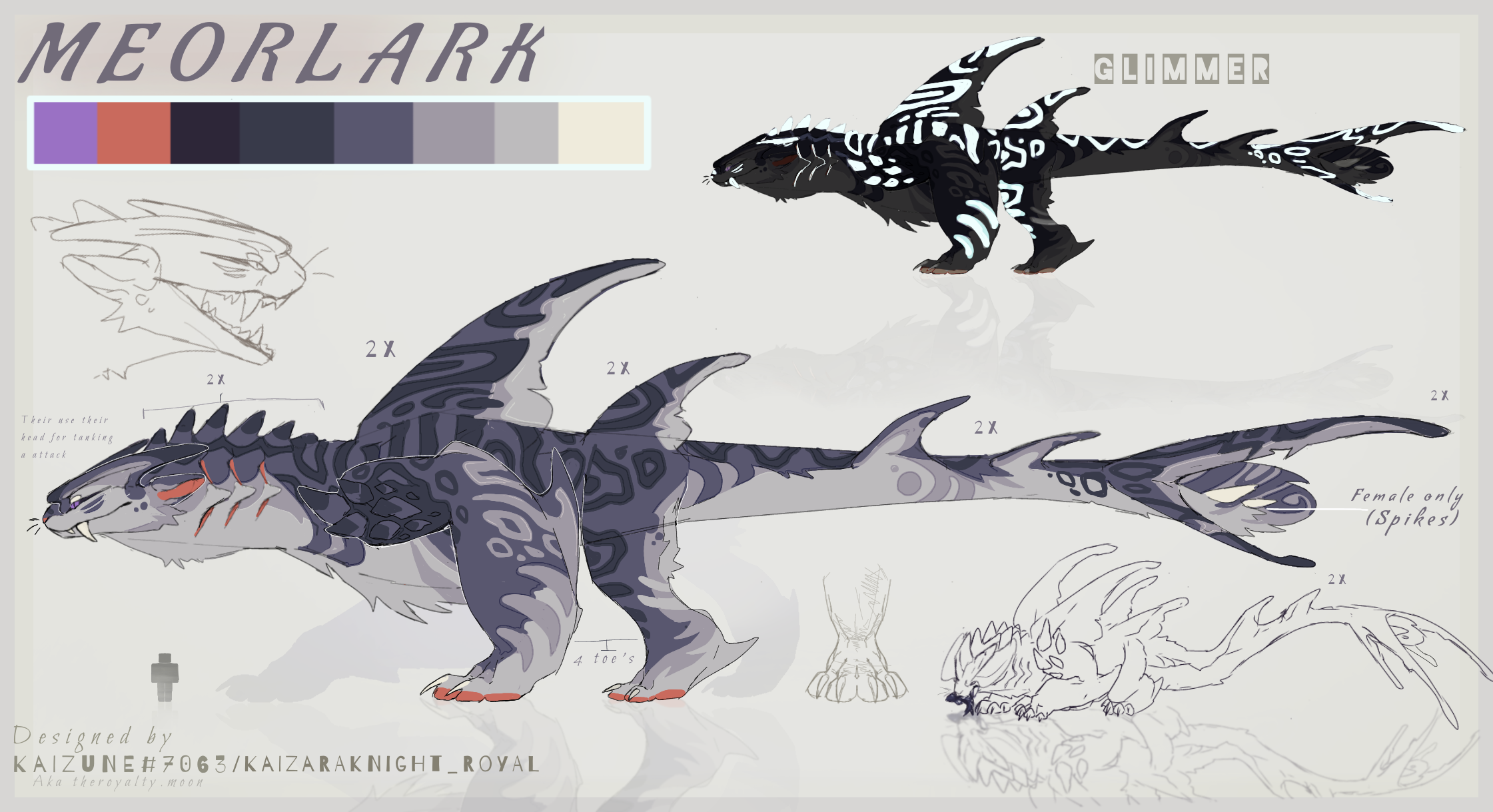 Finished the reference art for Creatures of Sonaria! Meet the  Aryx'Kyruai, a Carnivourous Semi-Aquatic Cat-Shark-TRex! Does anybody  know how I can have it submitted so it could possibly be added to the