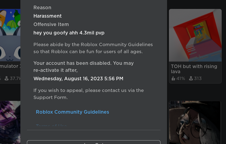 Can somone checked why i am banned in the blox fruits discord