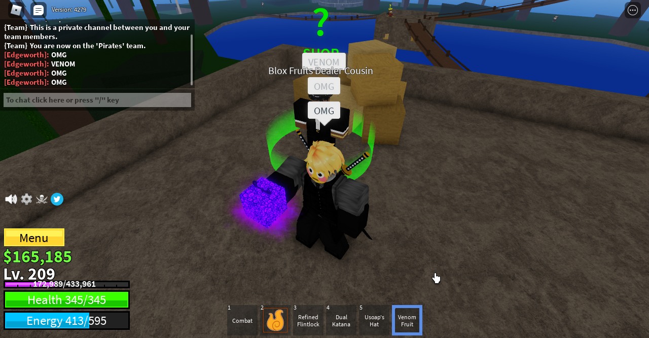 I got venom 1 spin :O but I need to not play Blox fruit for 4