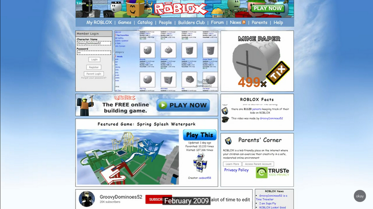 Roblox Website evolution