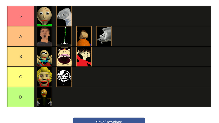 Create a Baldi's Basics All Characters Tier List - TierMaker