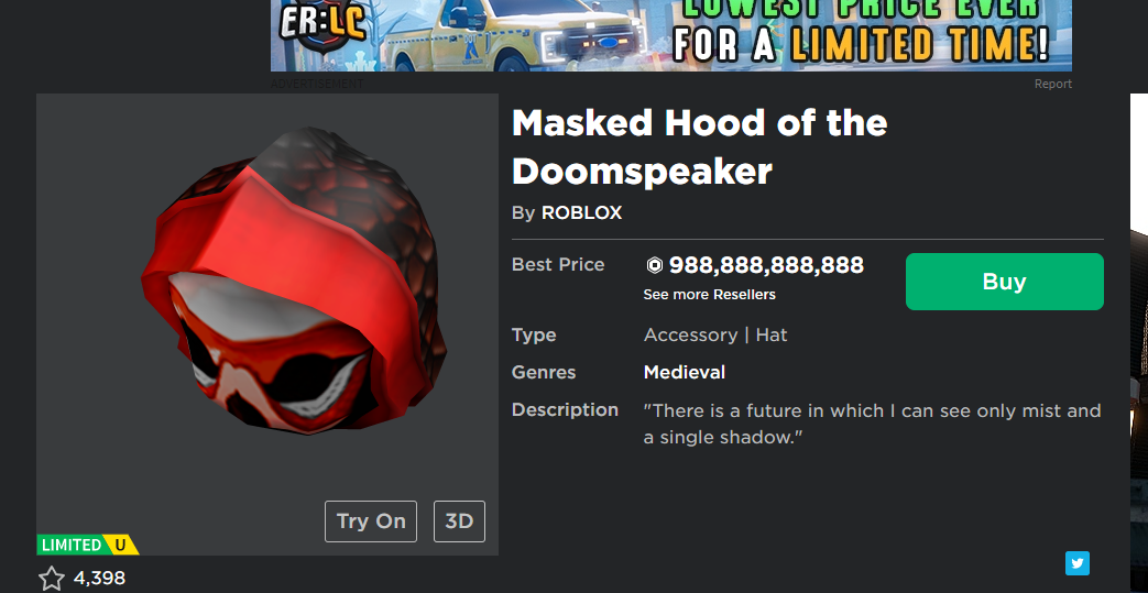 THE MOST EXPENSIVE ROBLOX ITEM.. 