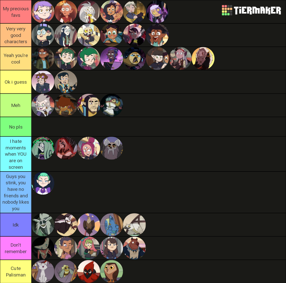 Create a the owl house personagens Tier List - TierMaker