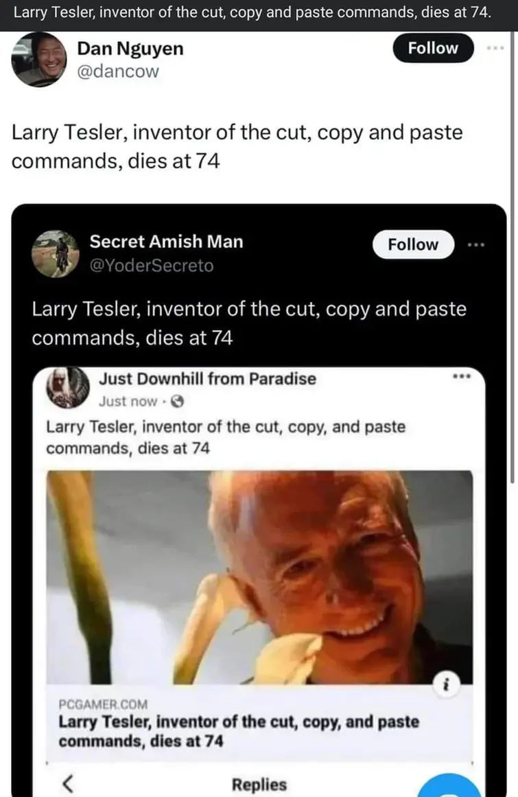 Larry Tesler, inventor of the cut, copy, and paste commands, dies at 74 ...