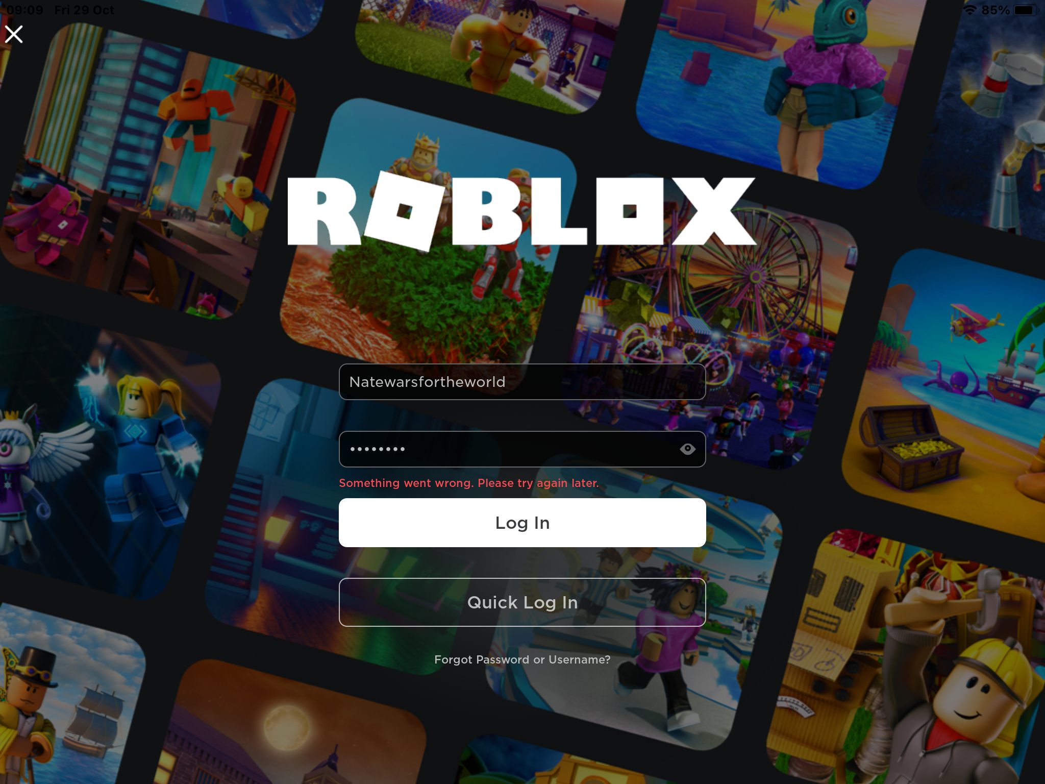 quick log in roblox