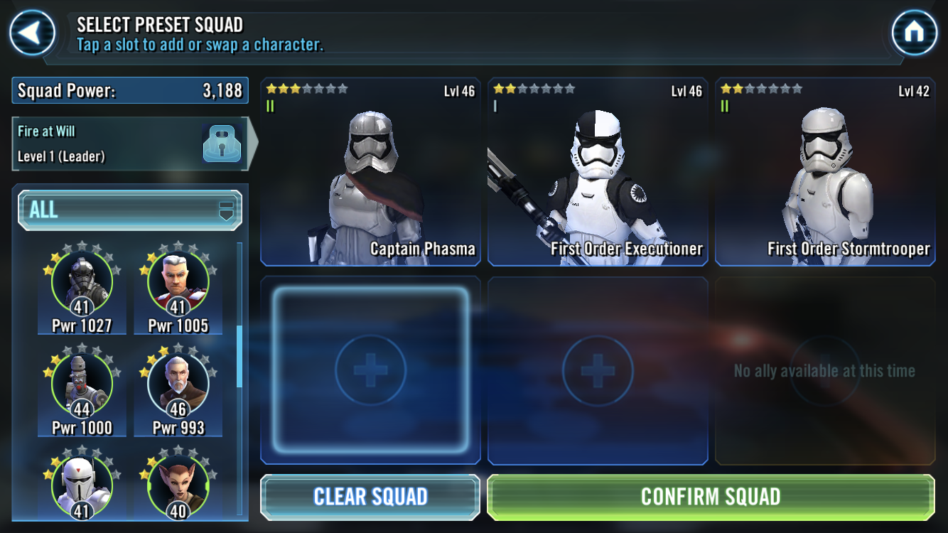 SWGOH First Order team (Not done yet) Fandom