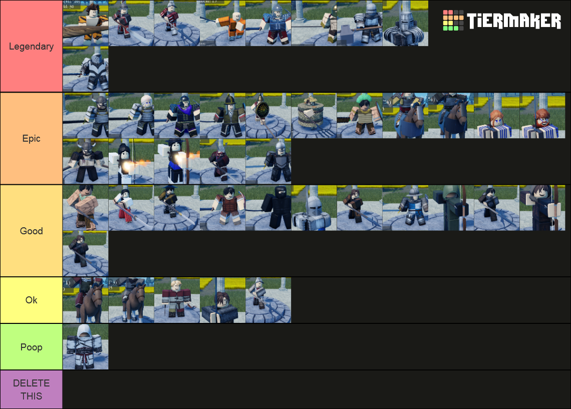 Create a Roblox very epic Tier List - TierMaker