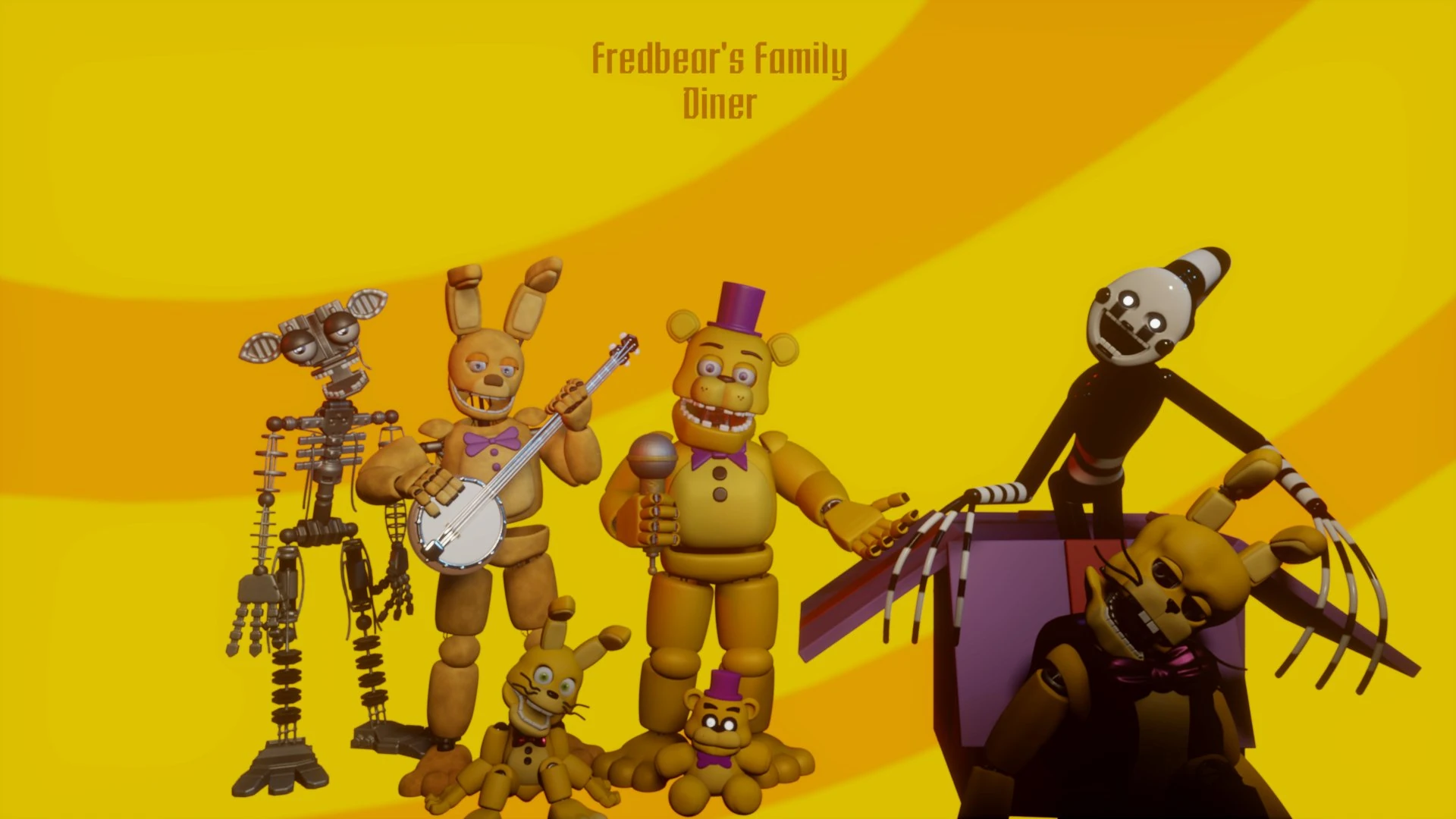 TODOS LOS ANIMATRÓNICOS DE FNAF FREDBEAR FAMILY DINNER. 