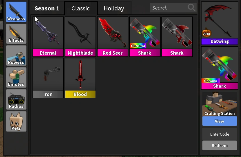 Im looking for chroma knives, here is my inv, and my username