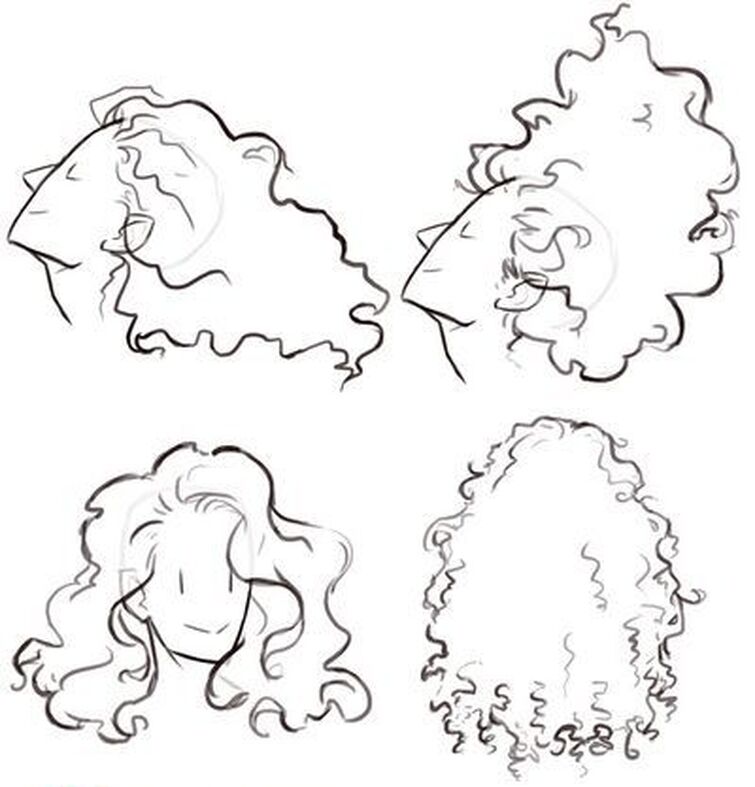 Как нарисовать кудрявые волосы у девушек карандашом поэтапно