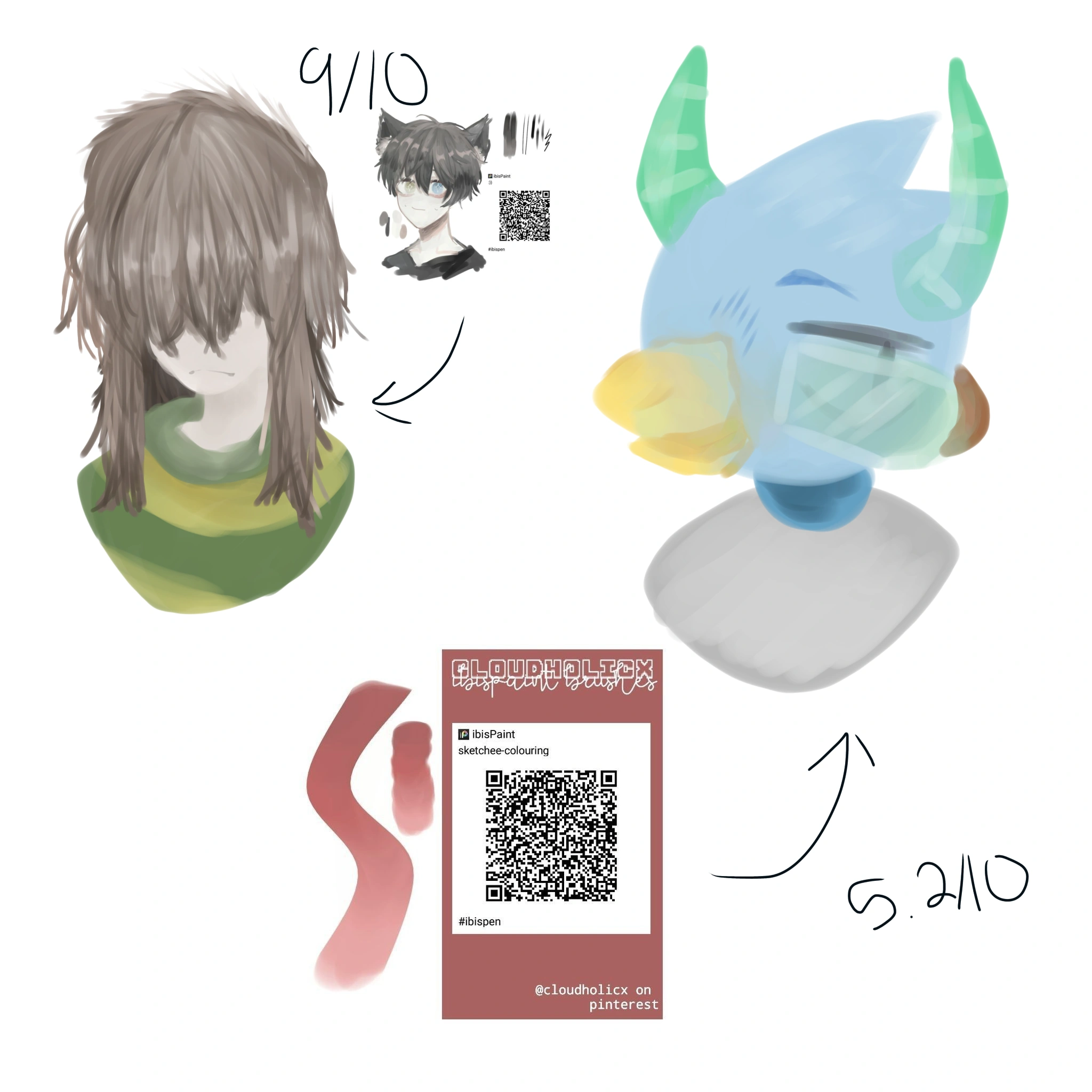 I tried out different brushes in ibis paint x because roblox is down and is never gonna go back