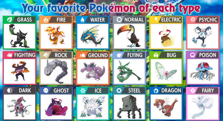 The best Pokemon of each type (You don't get an opinion, this is