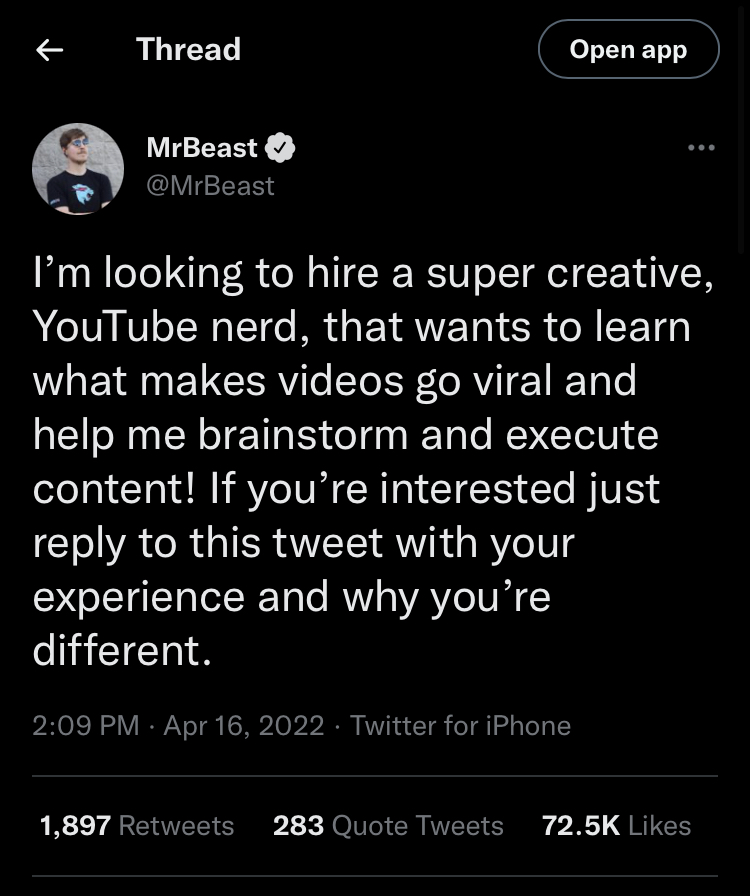 Yo, Mr Beast is hiring!! | Fandom