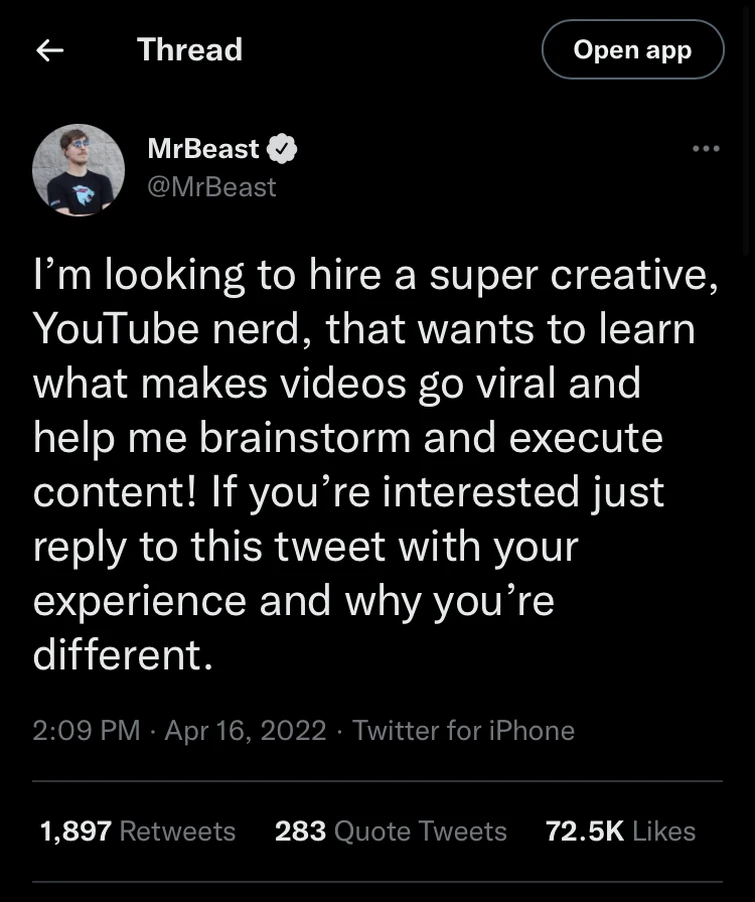Yo, Mr Beast is hiring!! Fandom