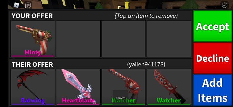 🎀🍃HEROIN GIRL🍃🎀 on X: Trading batwing and heartblade for other mm2  knives #mm2 #mm2trades #murdermystery2 #murdermystery #murdermystery2trades  #trades (sorry for the spam i just wanna trade)#mm2trading #mm2offers  #mm2tradings #mm2trade