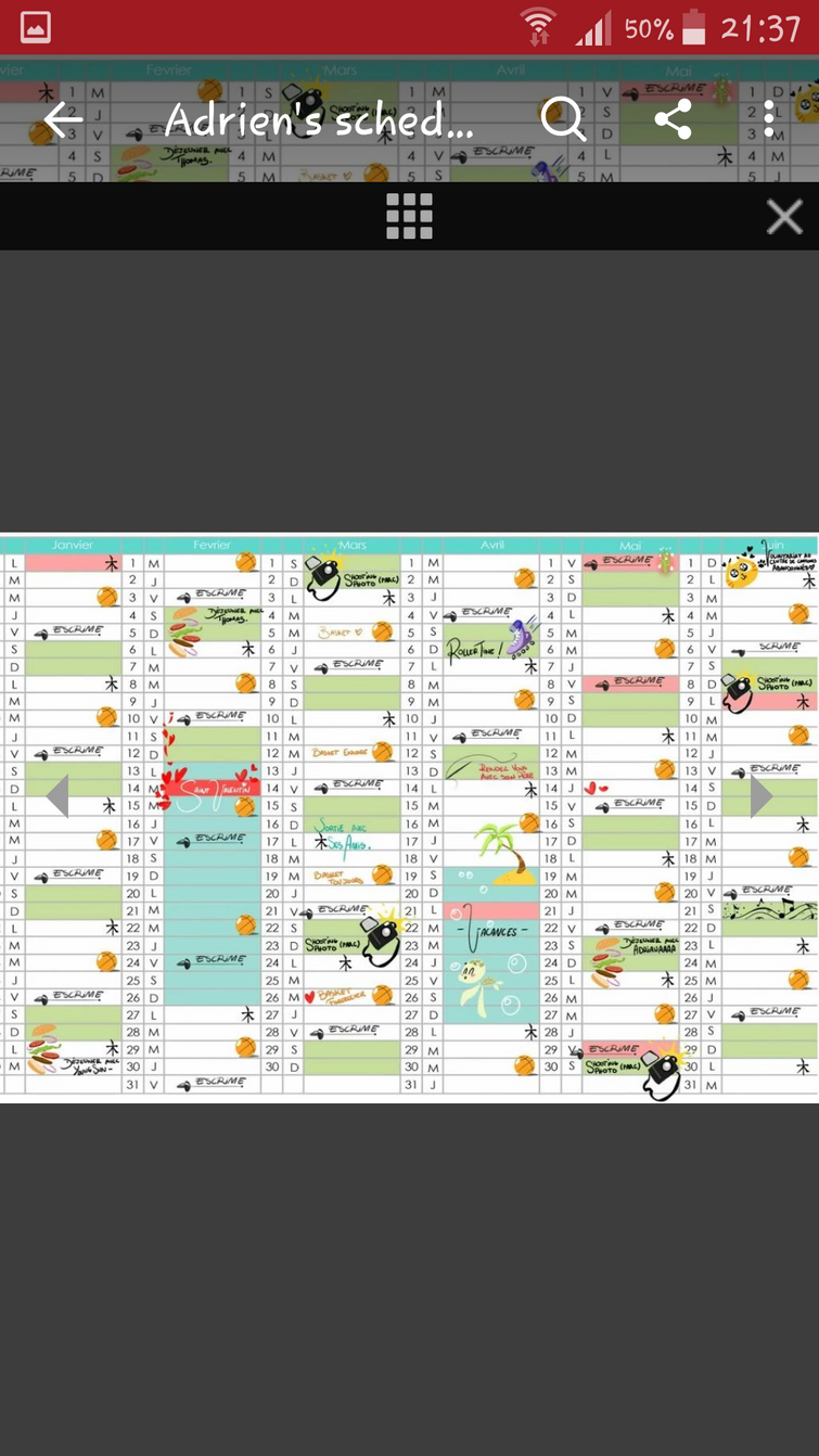 Adrien's schedule
