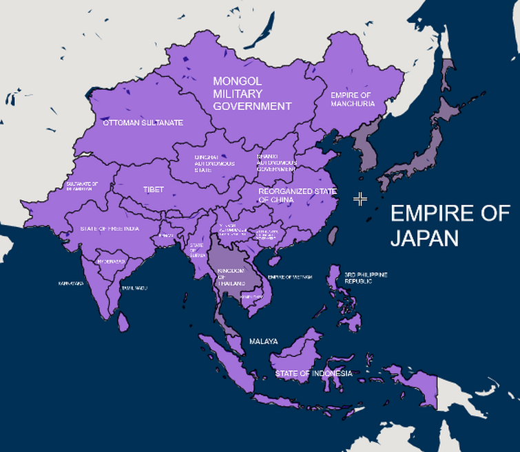 Unoriginal but my map of asia if japan won ww2 fandom