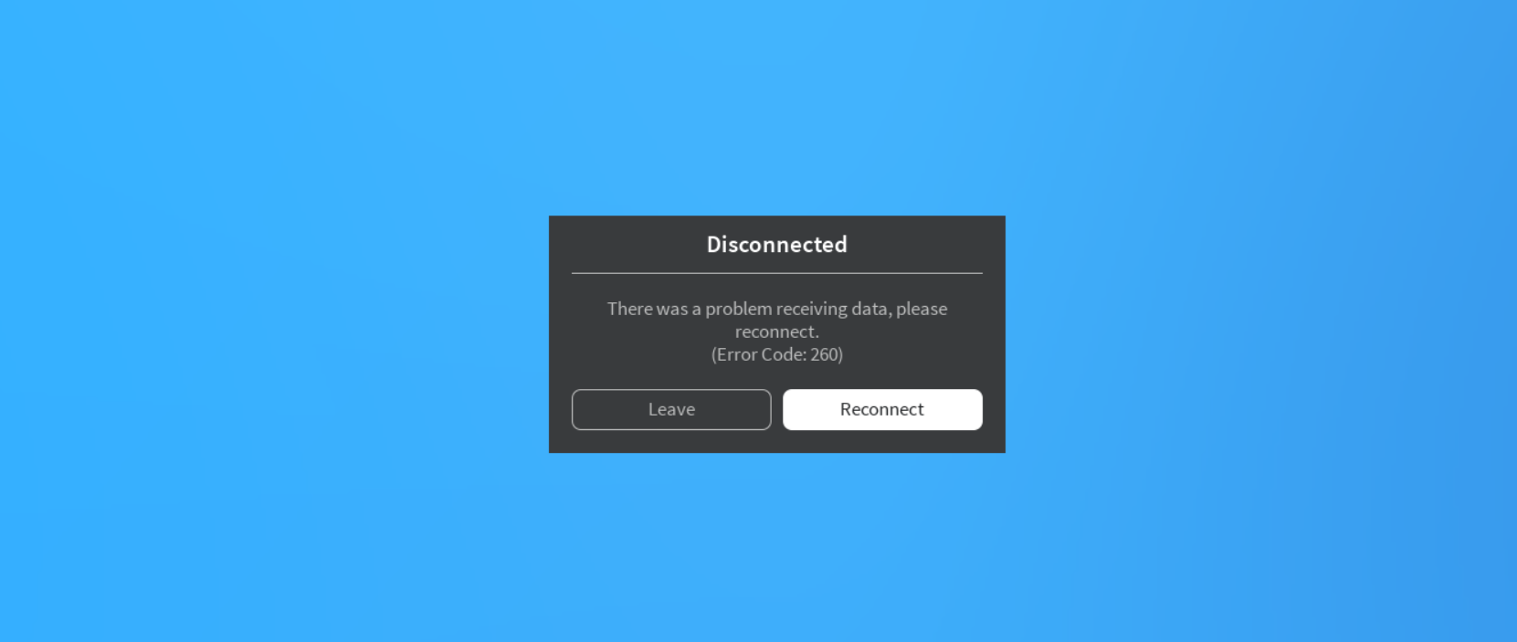 Roblox Disconnected Error Code 260