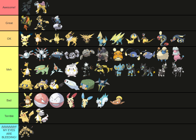 all electric type pokemon