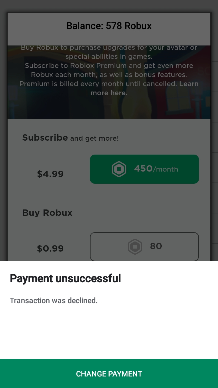 Roblox Robux Purchase Not Working