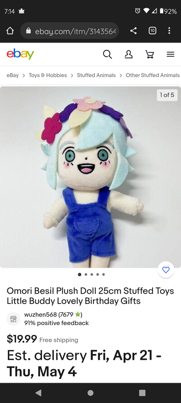 Lovely Omori Hero Plush Doll Stuffed Toy Little Buddy Gift