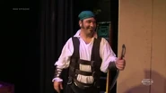 ...until Franklin, who is portraying another kind of pirate, shows up. Despite the actor telling him that rehearsal started an hour ago...