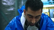 ...because of Somad eating a camel burger for lunch prior to working on the experiment in the lab, he lets out of burp, causing him to lose balance and make him complete the experiment anyway