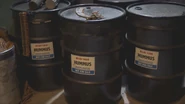 The "Hummus Barrels" seen in the clip (Turns out, they are either presumably mislabeled by Habib and Hadal, or by someone else and Habib and Hadal agreed to carry out anyway while not knowing what it actually contains, as in fact, they are chemical gas barrels that contain a lethal combination of mustard and sarin gas)