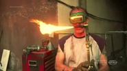 Sal turning on his welding torch