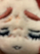 Acercamiento al rostro del peluche de Kusuri.