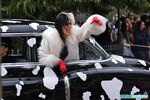 Cruella in "101 Dalmatians" theme car at Disney Studio Parade.