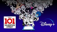 The Dalmatian family (and Clarissa) watch Disney+ on a tablet.