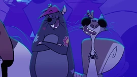 Big Fee sharing a laugh with  in "