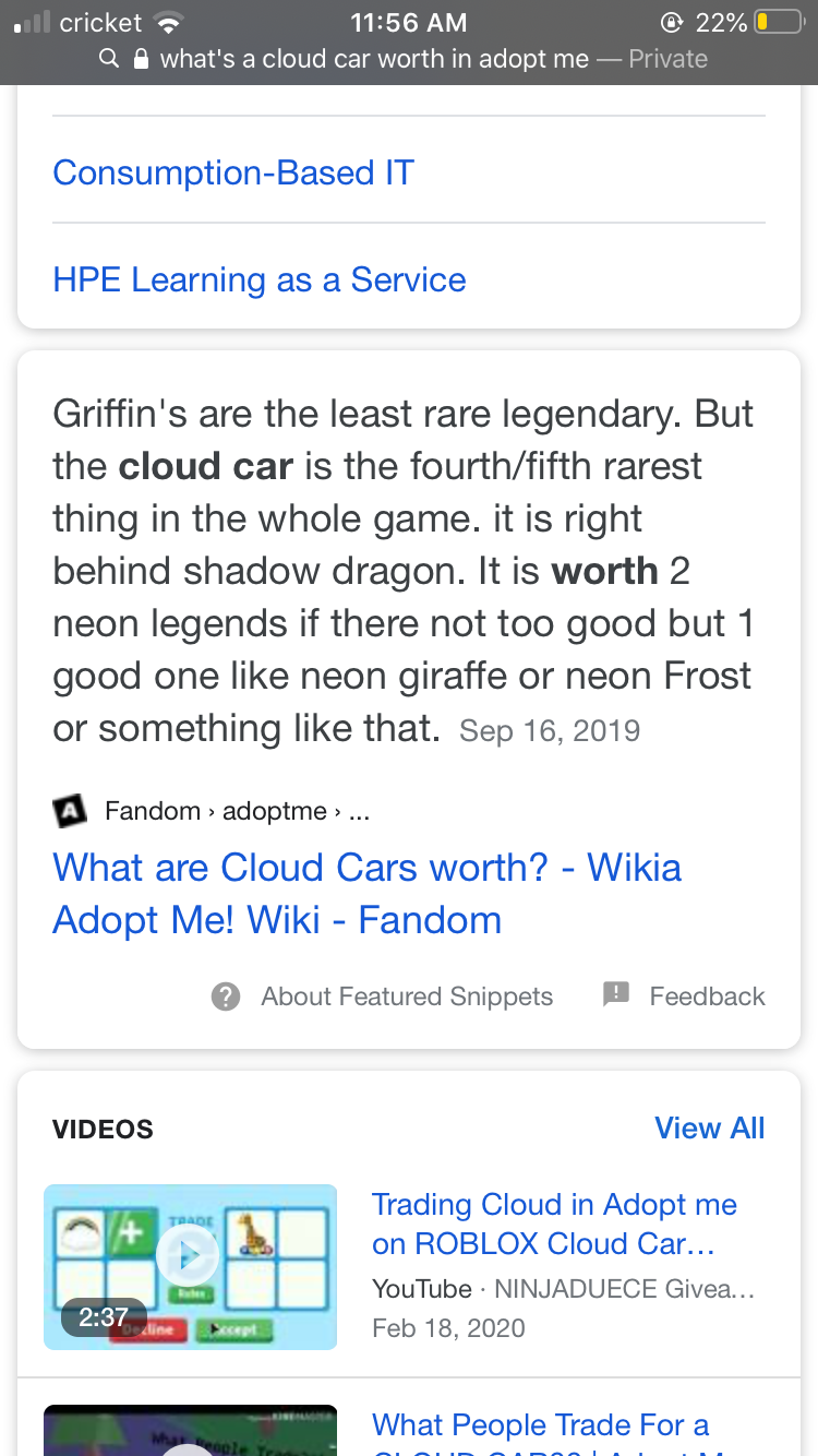 What S A Cloud Car Worth 4th Rarest Thing In Adopt Me Fandom - roblox adopt me cloud car