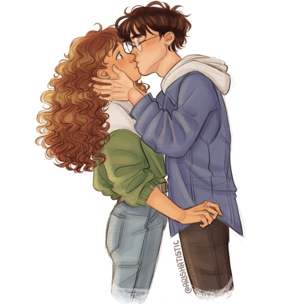 harry and hermione kiss fan art