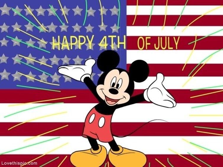 Mickey Mouse Happy 4th Of July White Blue Disney Cartoon