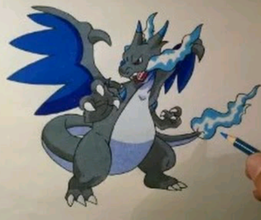 mega charizard x drawing