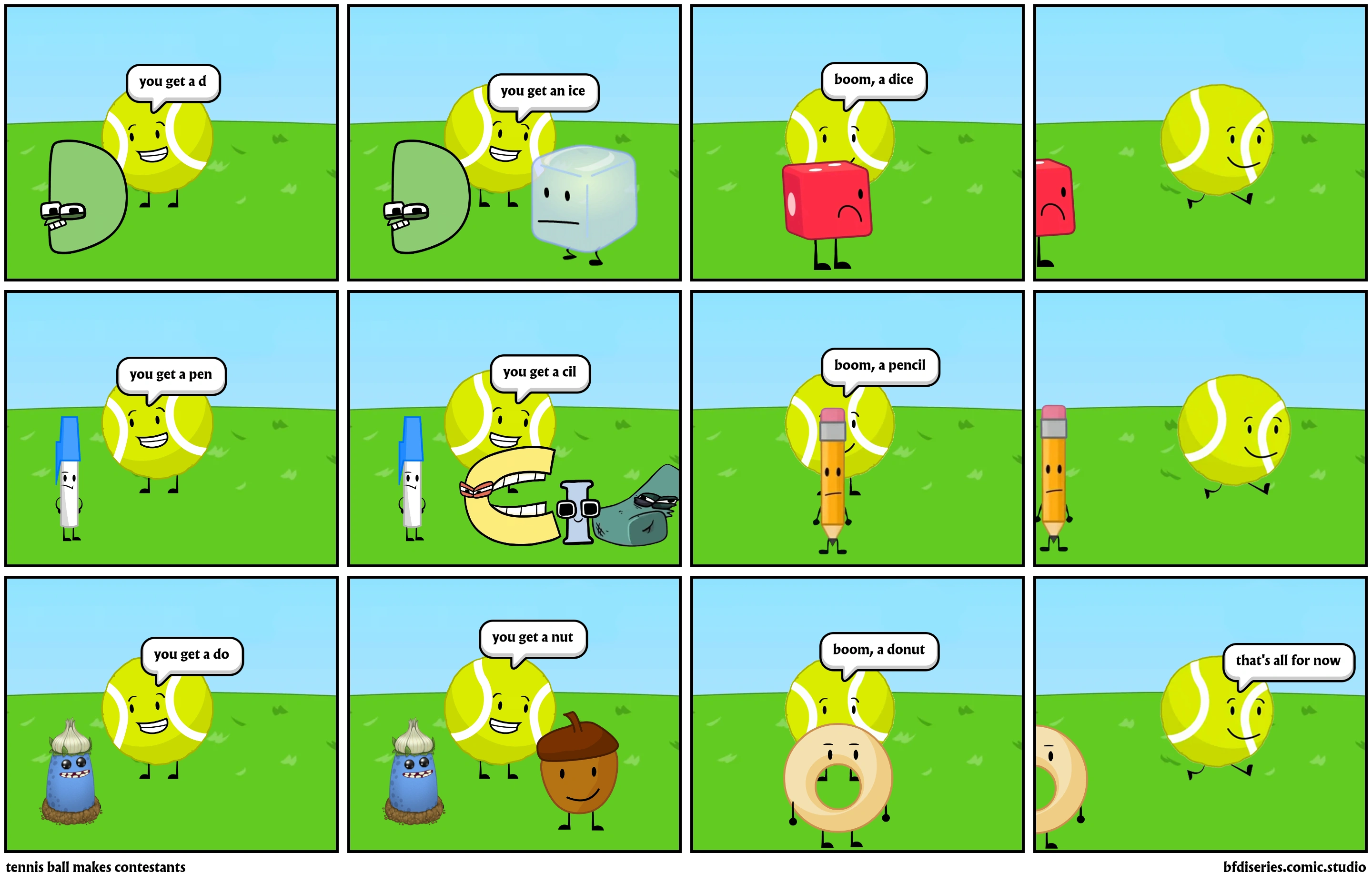 bfdi comic tennis ball makes contestants Fandom