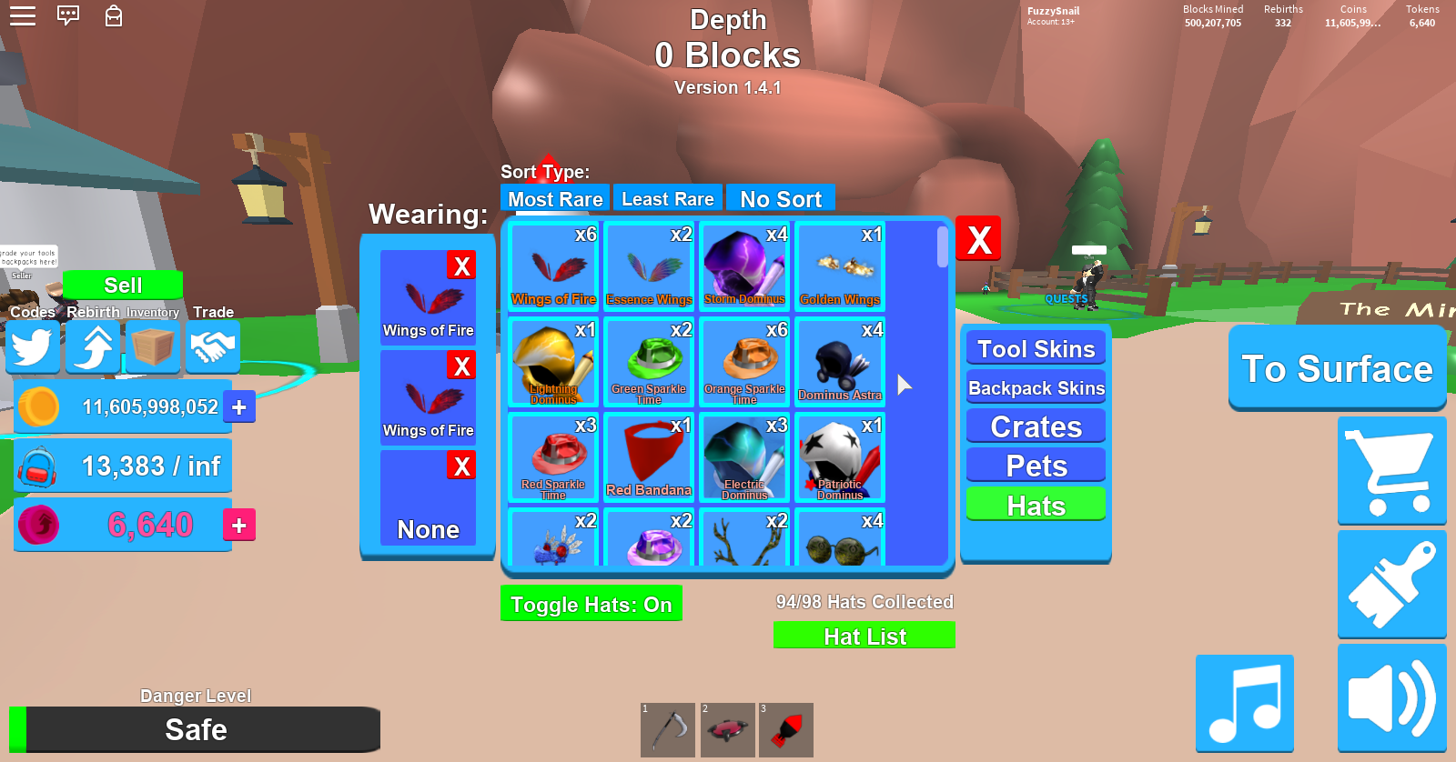 Anyone Have Crimson Dom I Have Every Other Mythical Hat To Trade Fandom - codes for roblox mining simulator inf bag