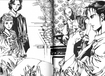 Youko and Rakushun consulting with Shoryu and Enki.