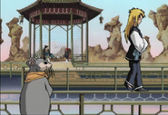 A gazebo where Youko chats with Shoryu, Enki, and Rakushun.