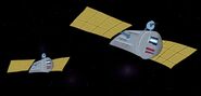 Two Satellites Floating In Space